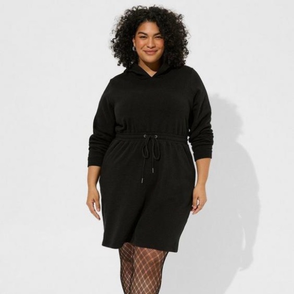 TORRID Mini Fleece Hoodie Black Sweatshirt Dress
